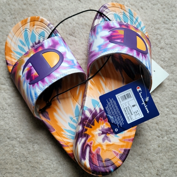 NWT Champion Women's Mega Slide Tie-Dye Sandles Size 8 - Picture 1 of 6